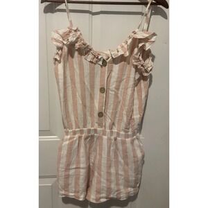 Vintage Havana Romper Pink Striped One Piece Romper‎ Size Medium Women's